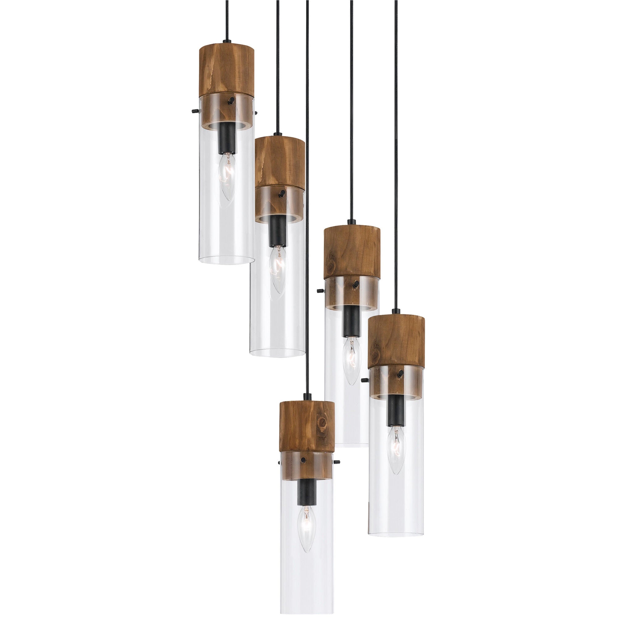 Cal Lighting | Spheroid 5 Pendant Chandelier Lamp | Brown