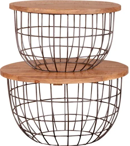 Akins Weathered Honey Nesting Coffee Tables