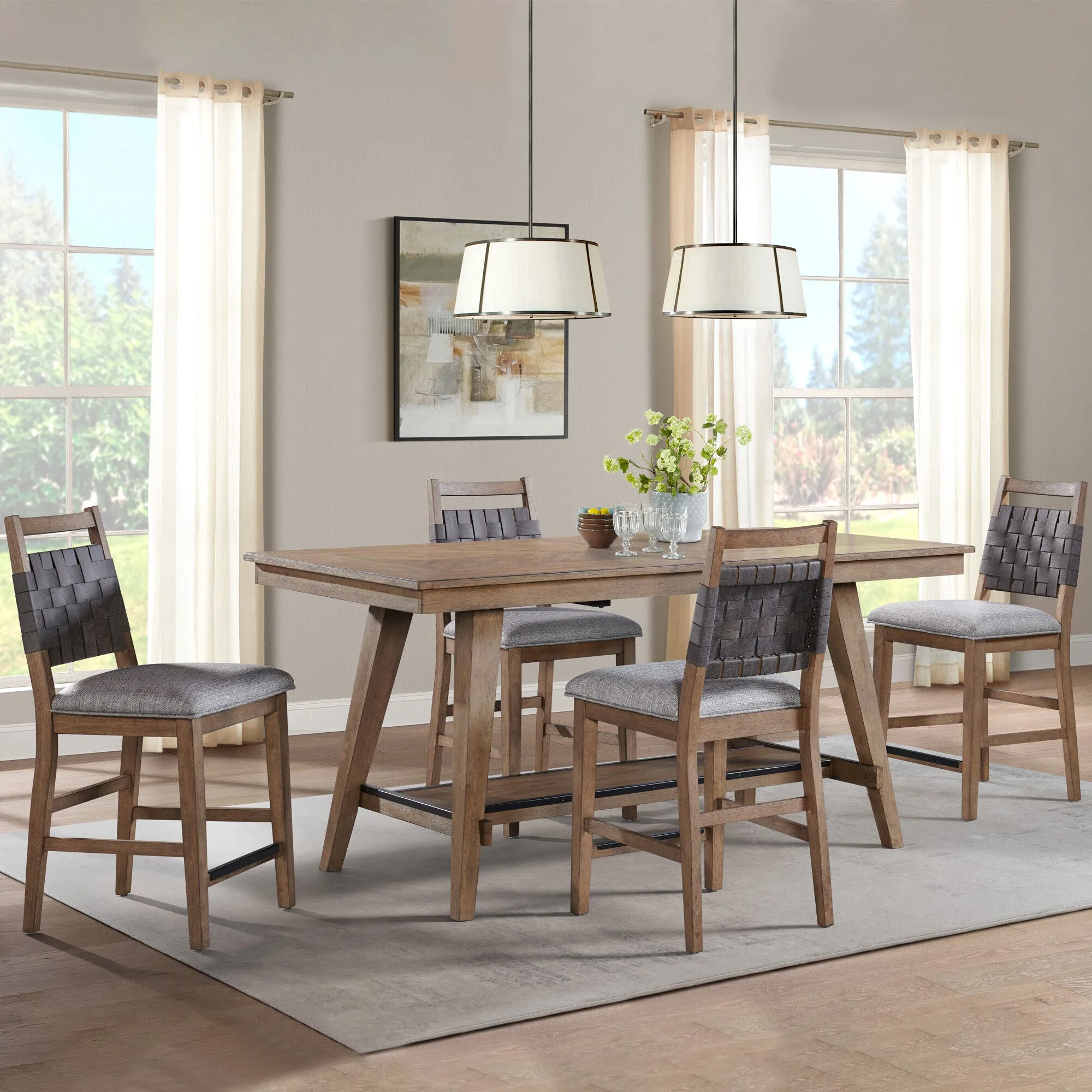 Intercon | Oslo 5 Piece Counter Dining Set | Weathered Chestnut