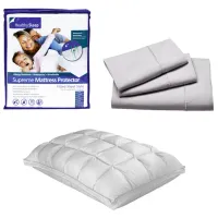 Microfiber Queen Sheet Mattress Protector Pillow Bundle 