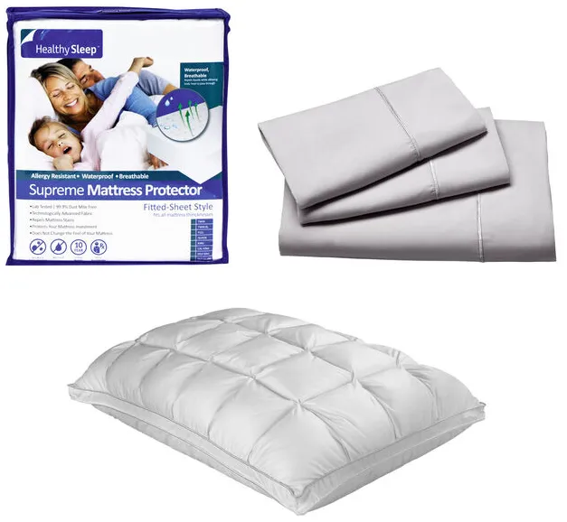 Sheex Queen Sheet Mattress Protector Pillow Bundle 