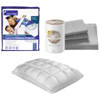 Modal Queen Sheet Mattress Protector Pillow Bundle 
