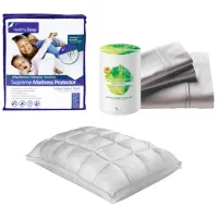 Bamboo Queen Sheet Mattress Protector Pillow Bundle 