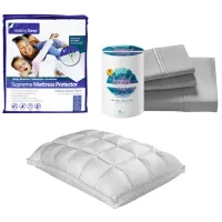 Tencel Queen Sheet Mattress Protector Pillow Bundle 