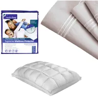 Supima Cotton Queen Sheet Mattress Protector Pillow Bundle 