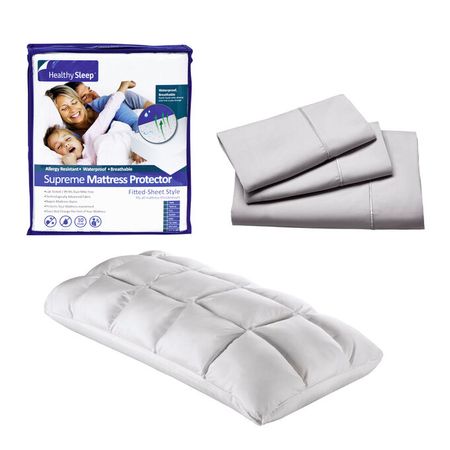 Microfiber King Sheet Mattress Protector Pillow Bundle 