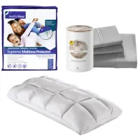 Modal King Sheet Mattress Protector Pillow Bundle 