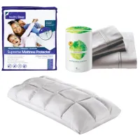 Bamboo King Sheet Mattress Protector Pillow Bundle 