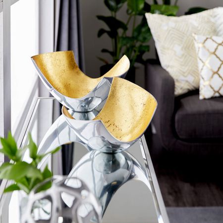 Elevated Chic Brushed Gold Set of 2 Bowls 