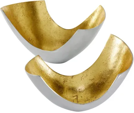 Elevated Chic Brushed Gold Set of 2 Bowls 