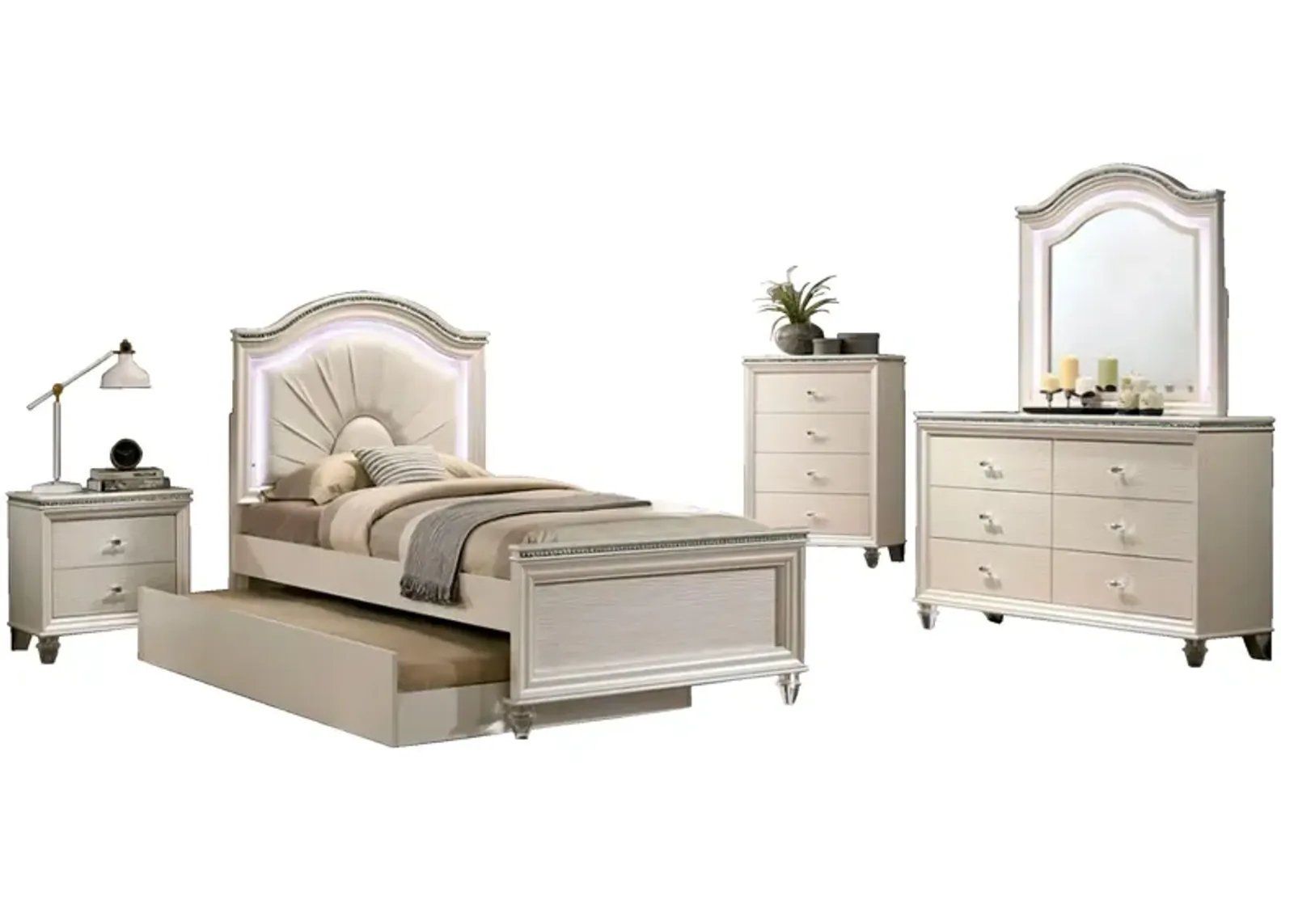 | Twin Allie 4 Piece Room Group | Pearl White