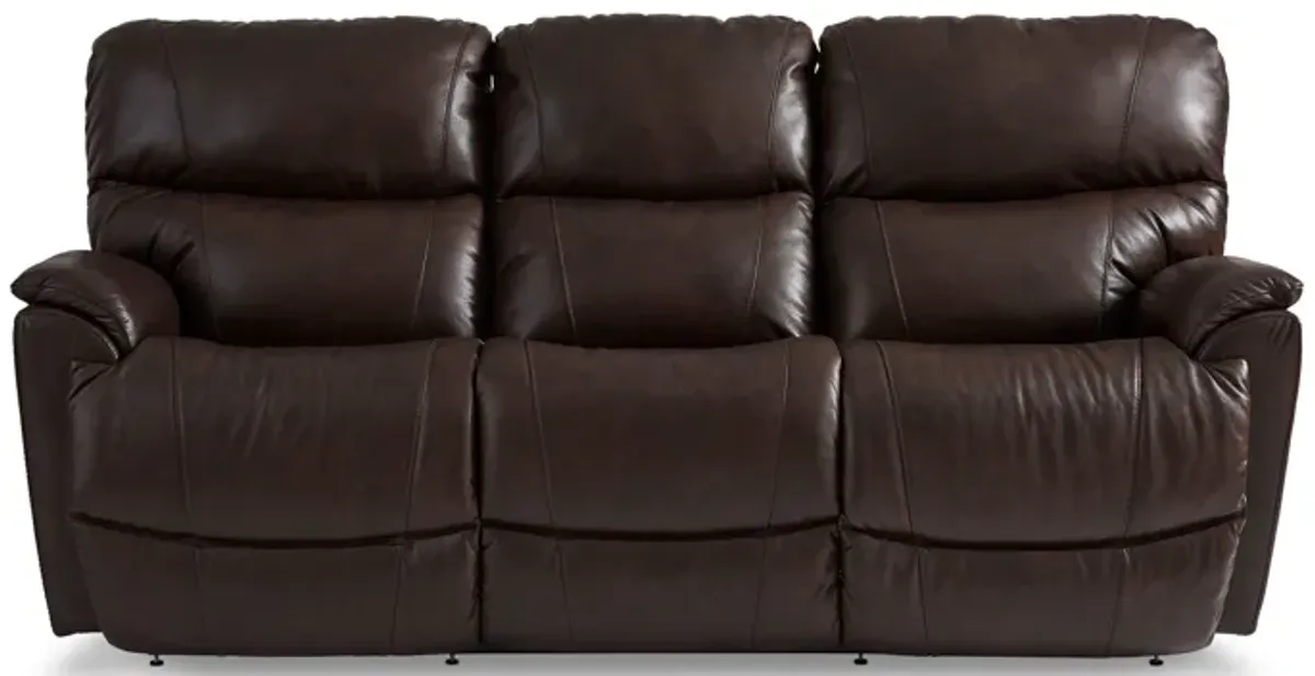 La-Z-Boy | Trouper Leather Tri-Power Reclining Sofa | Gray