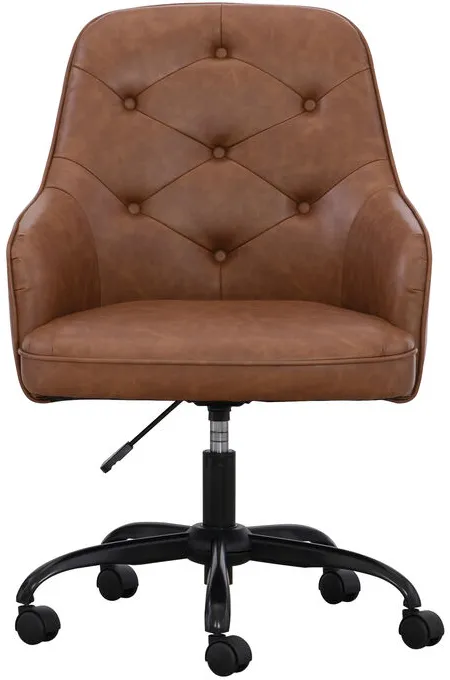 Sawyer Cognac Leather Tufted Task Chair