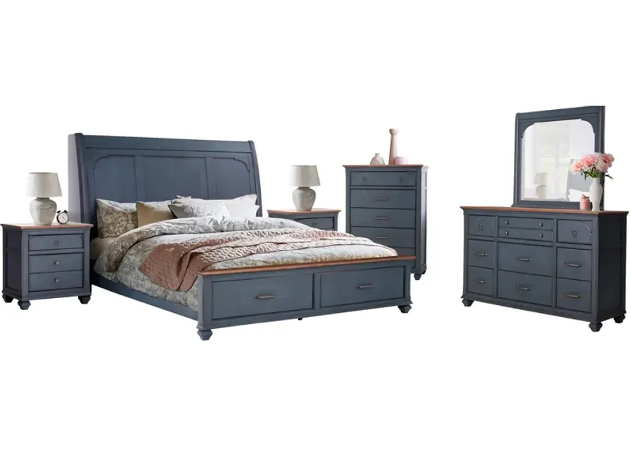 Legends Furniture | King Americana 4 Piece Room Group | Corduroy Blue