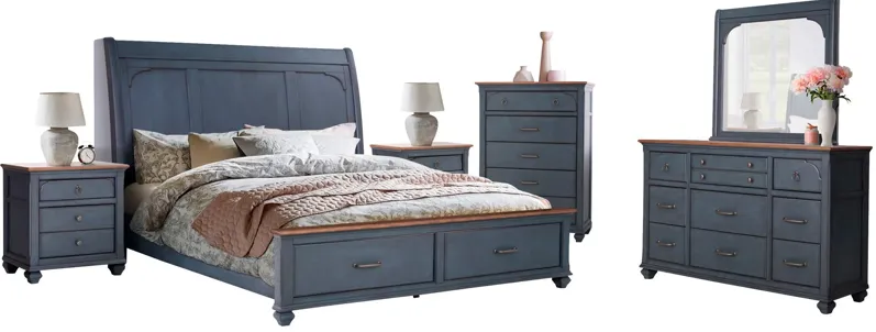 Legends Furniture | King Americana 4 Piece Room Group | Corduroy Blue