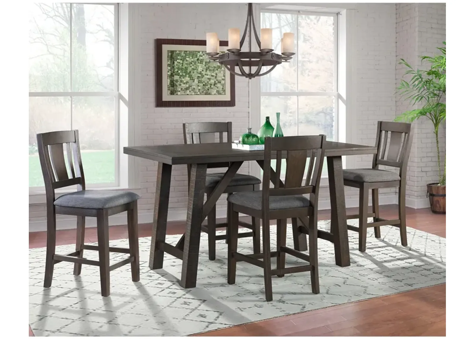 | Cash 5 Piece Counter Dining Set | Dark Gray