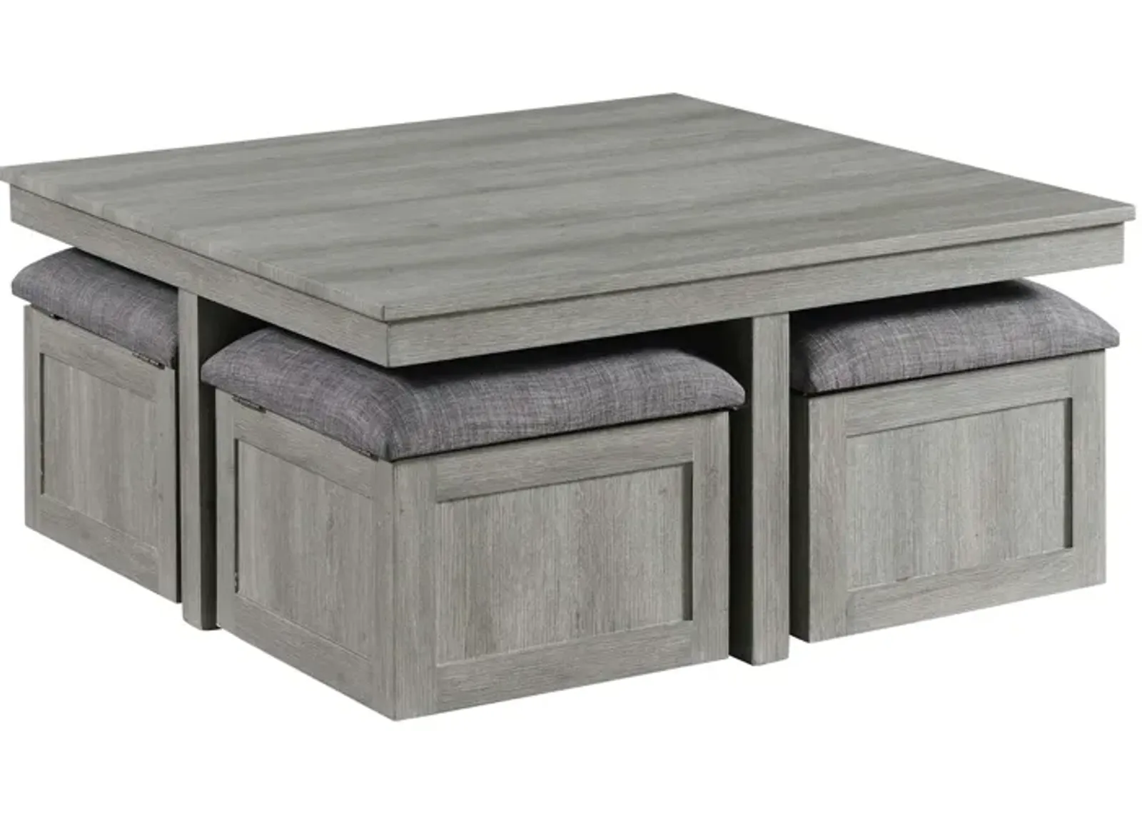 | Uster Coffee Table With 4 Stools | Light Gray