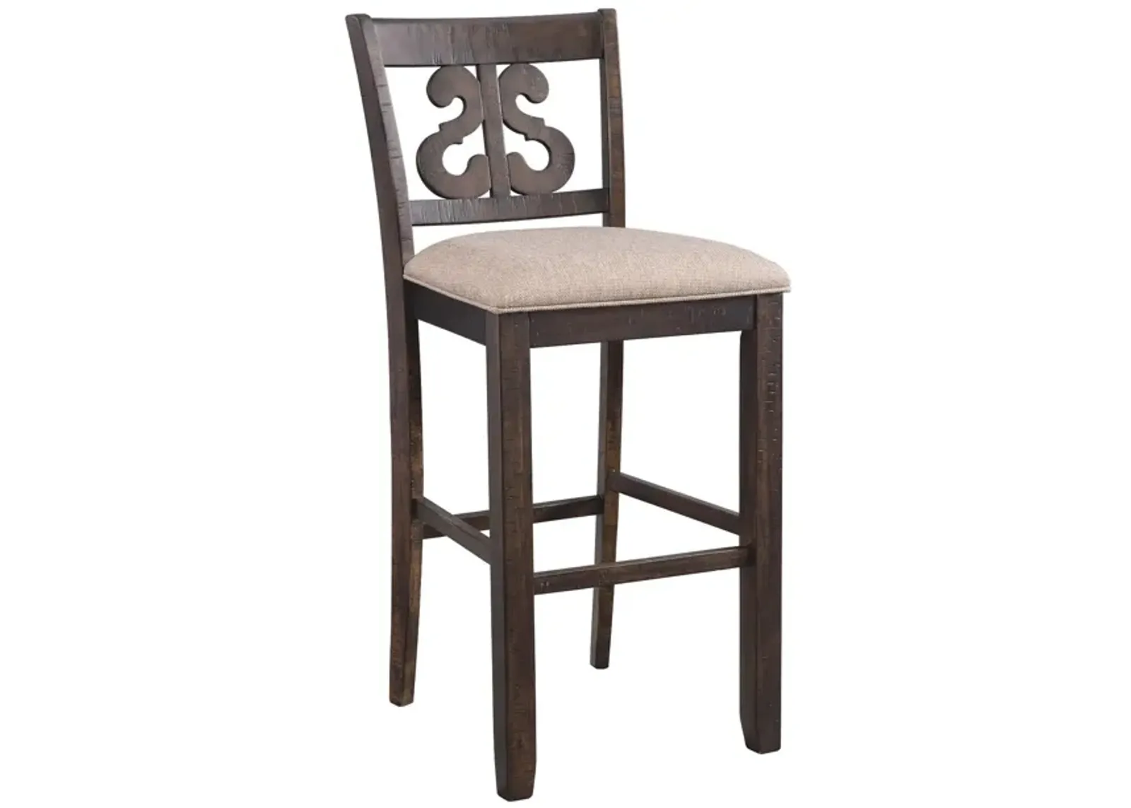 | Stone Scroll Back Bar Stool | Smokey Walnut