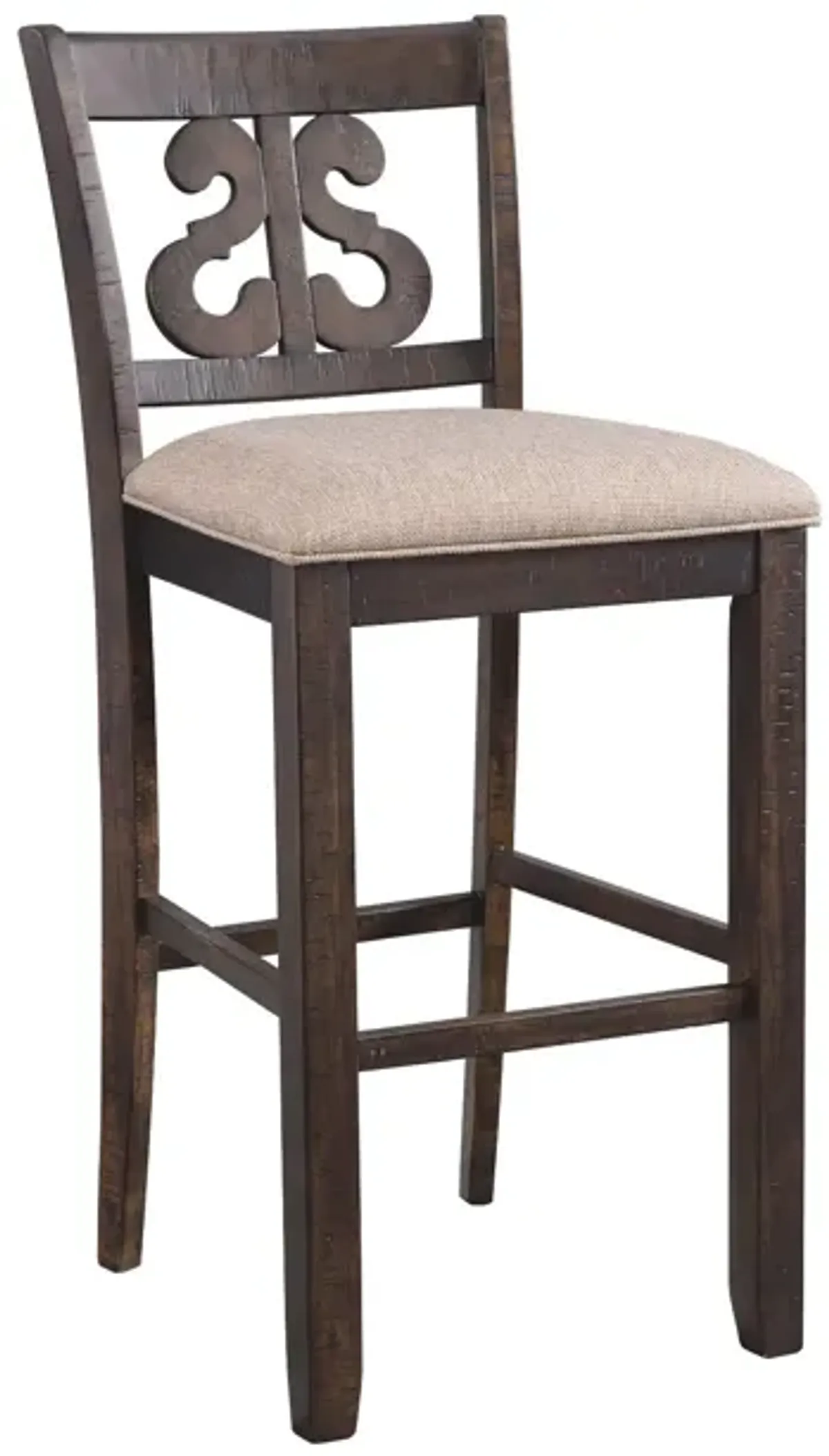 | Stone Scroll Back Bar Stool | Smokey Walnut