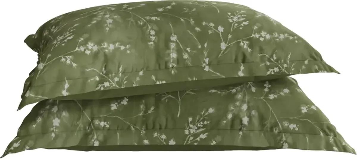 | Queen Flower Press Tencel Pillow Shams | Evergreen