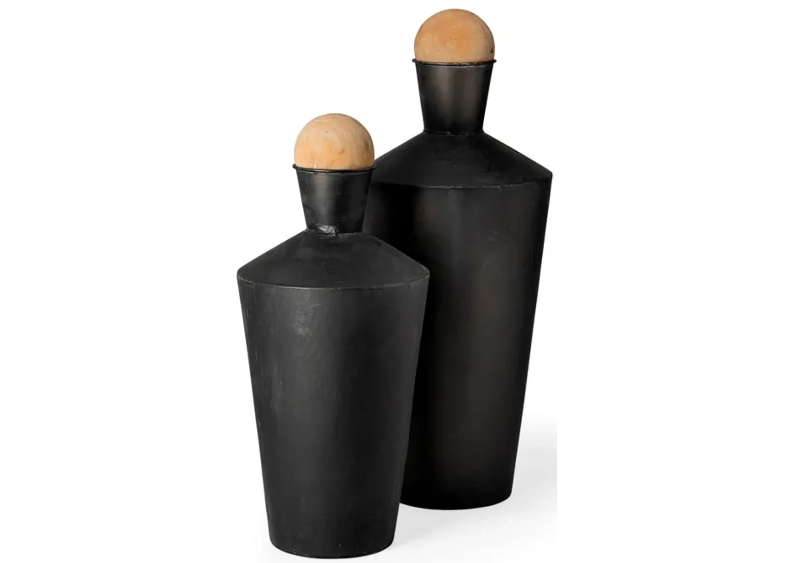 | Asher Set of 2 Metal Urns | Black