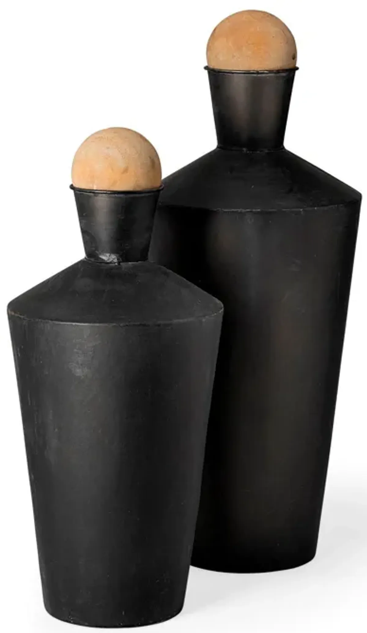 | Asher Set of 2 Metal Urns | Black