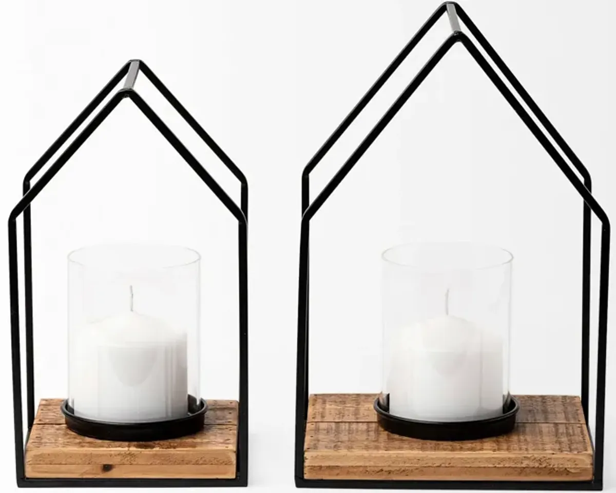 | Leopold Set of 2 Candle Holders | Black