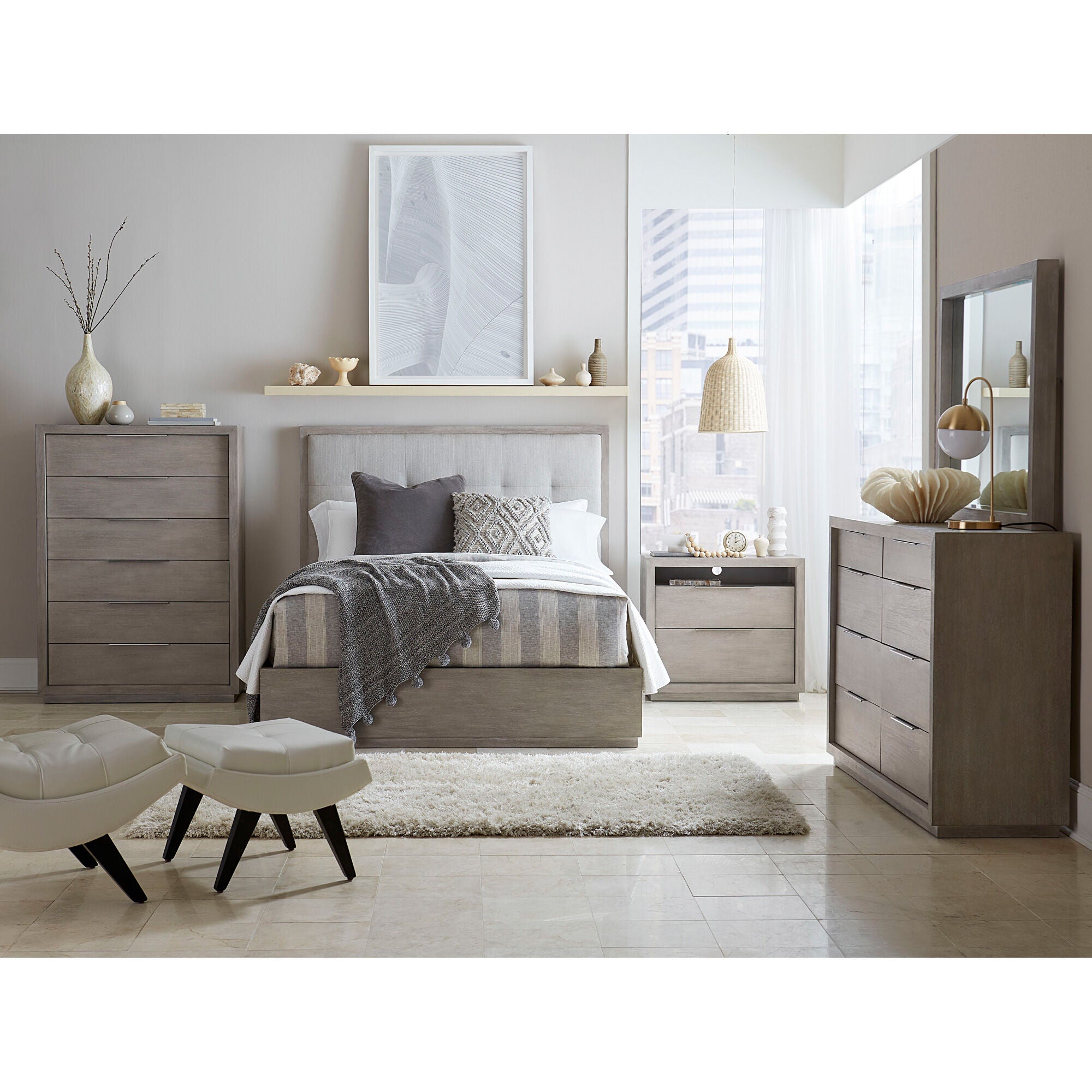 Modus Furniture International | King Oxford 4 Piece Panel Room Group | Mineral