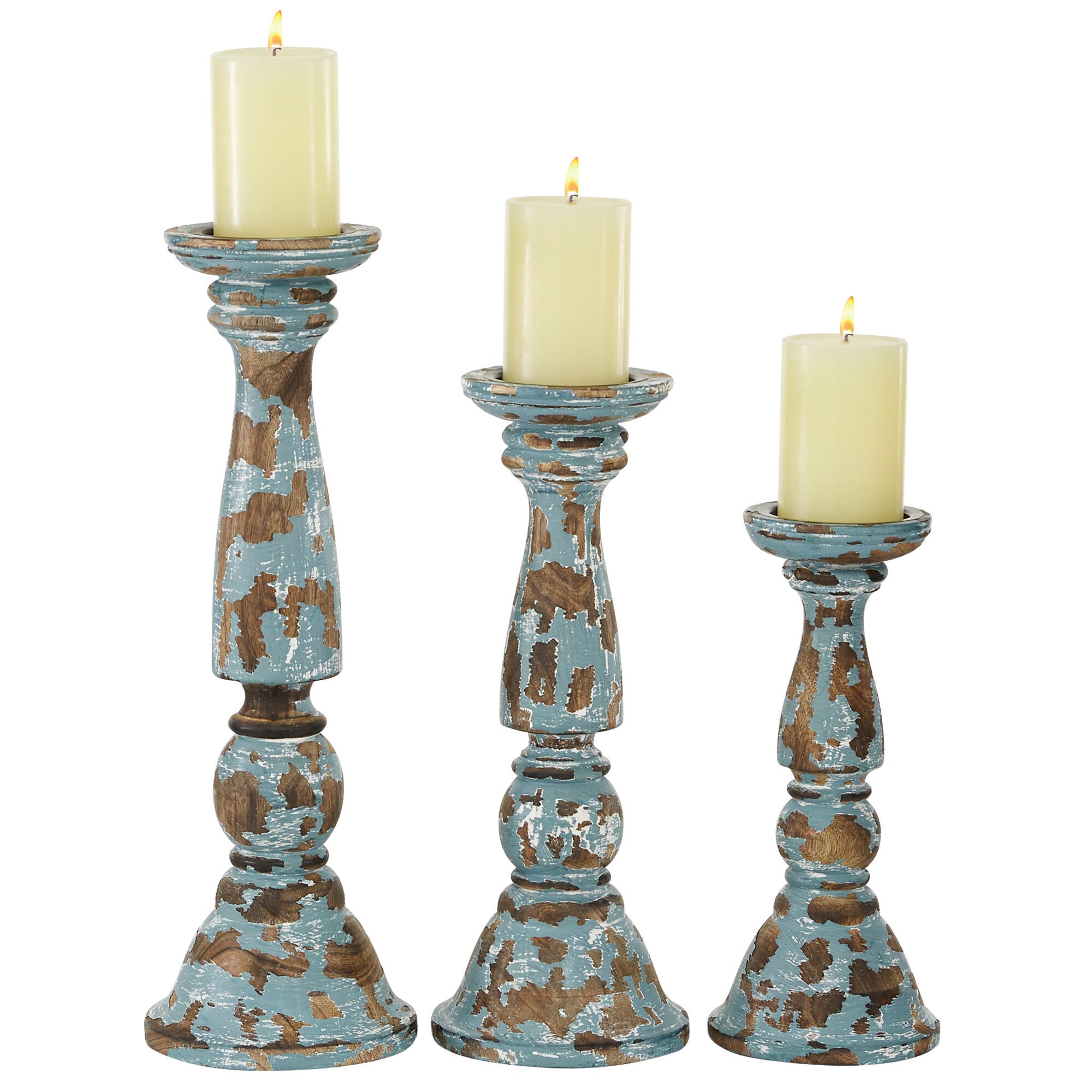 Uma Enterprises | Emilia Set of 3 Candle Holder | Blue