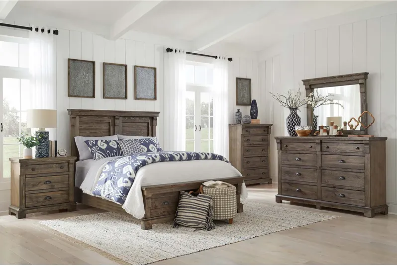 Progressive Furniture | Queen Baldwin 4 Piece Storage Room Group | Weathered Gray