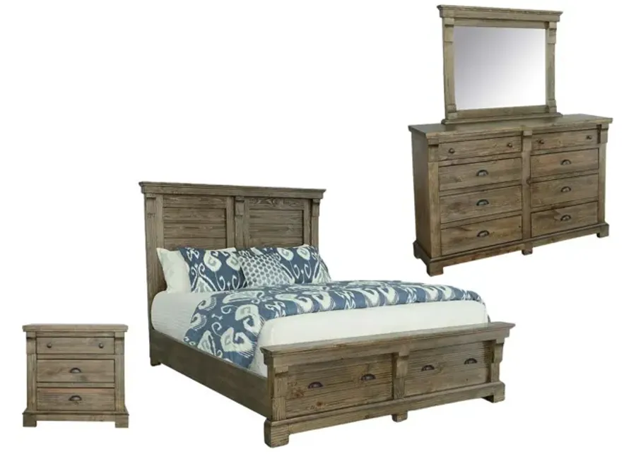 Progressive Furniture | Queen Baldwin 4 Piece Storage Room Group | Weathered Gray