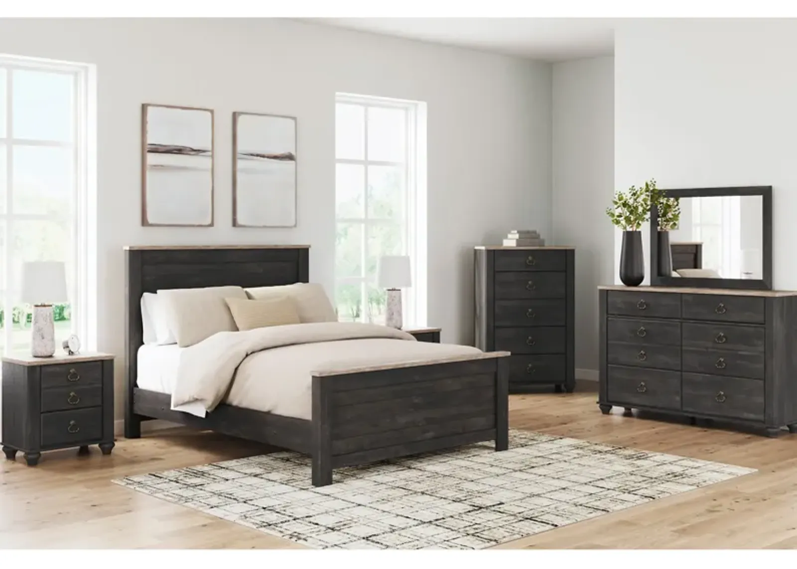 Ashley Furniture | Queen Nanforth 4 Piece Panel Room Group | Graphite