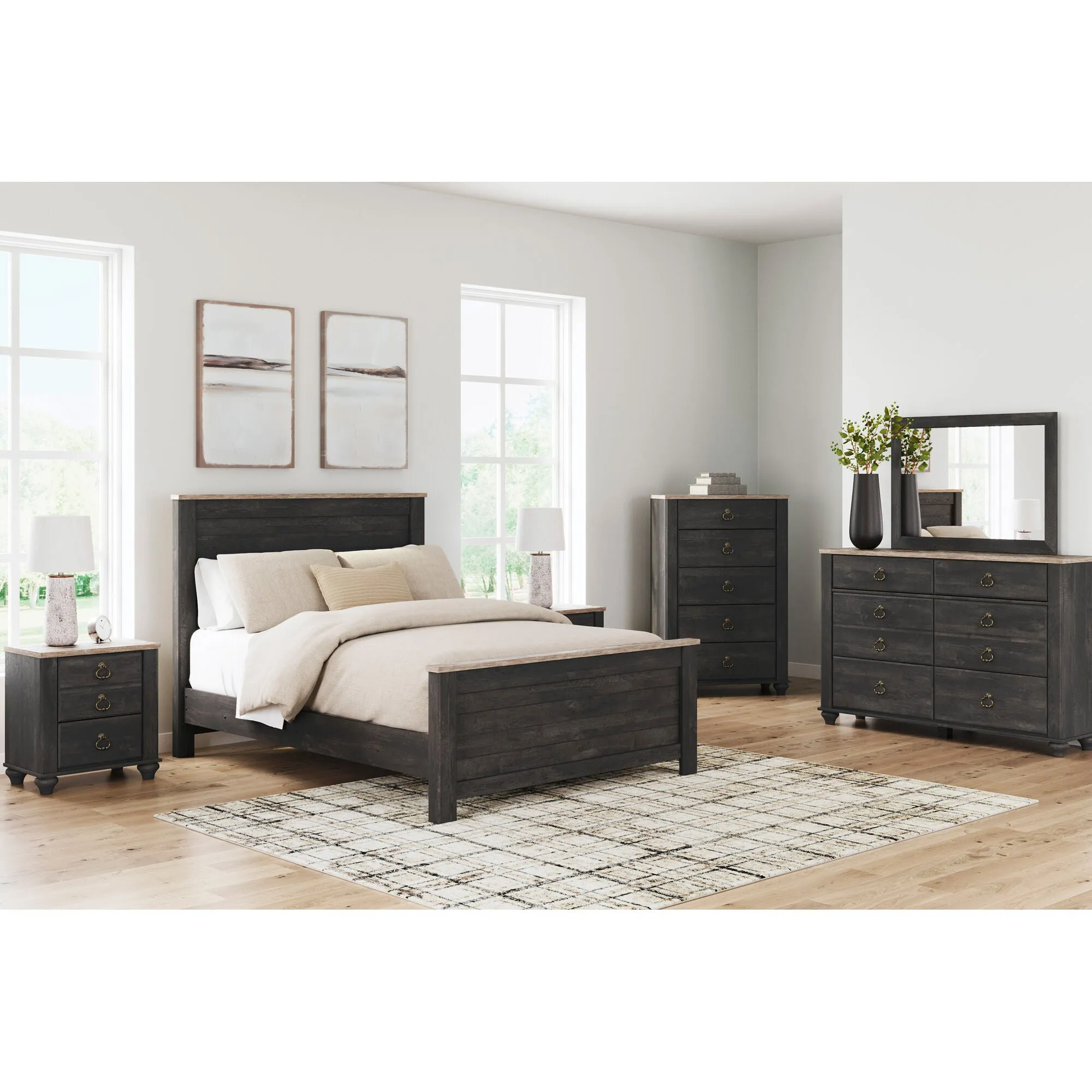 Ashley Furniture | King Nanforth 4 Piece Panel Room Group | Graphite