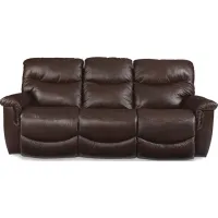 James Walnut Leather Tri-Power Reclining Sofa