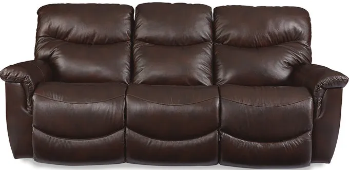 James Walnut Leather Tri-Power Reclining Sofa