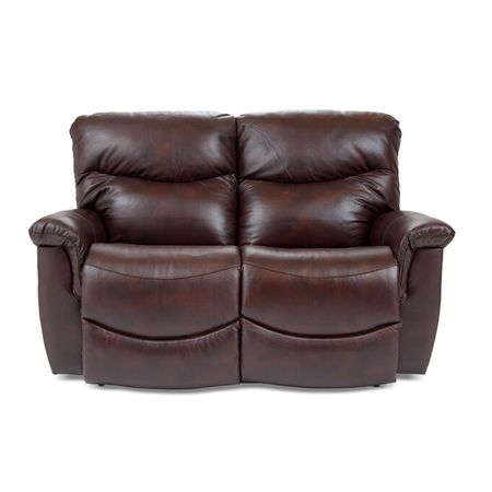 James Walnut Leather Tri-Power Reclining Loveseat Sofa