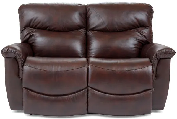 James Walnut Leather Tri-Power Reclining Loveseat Sofa