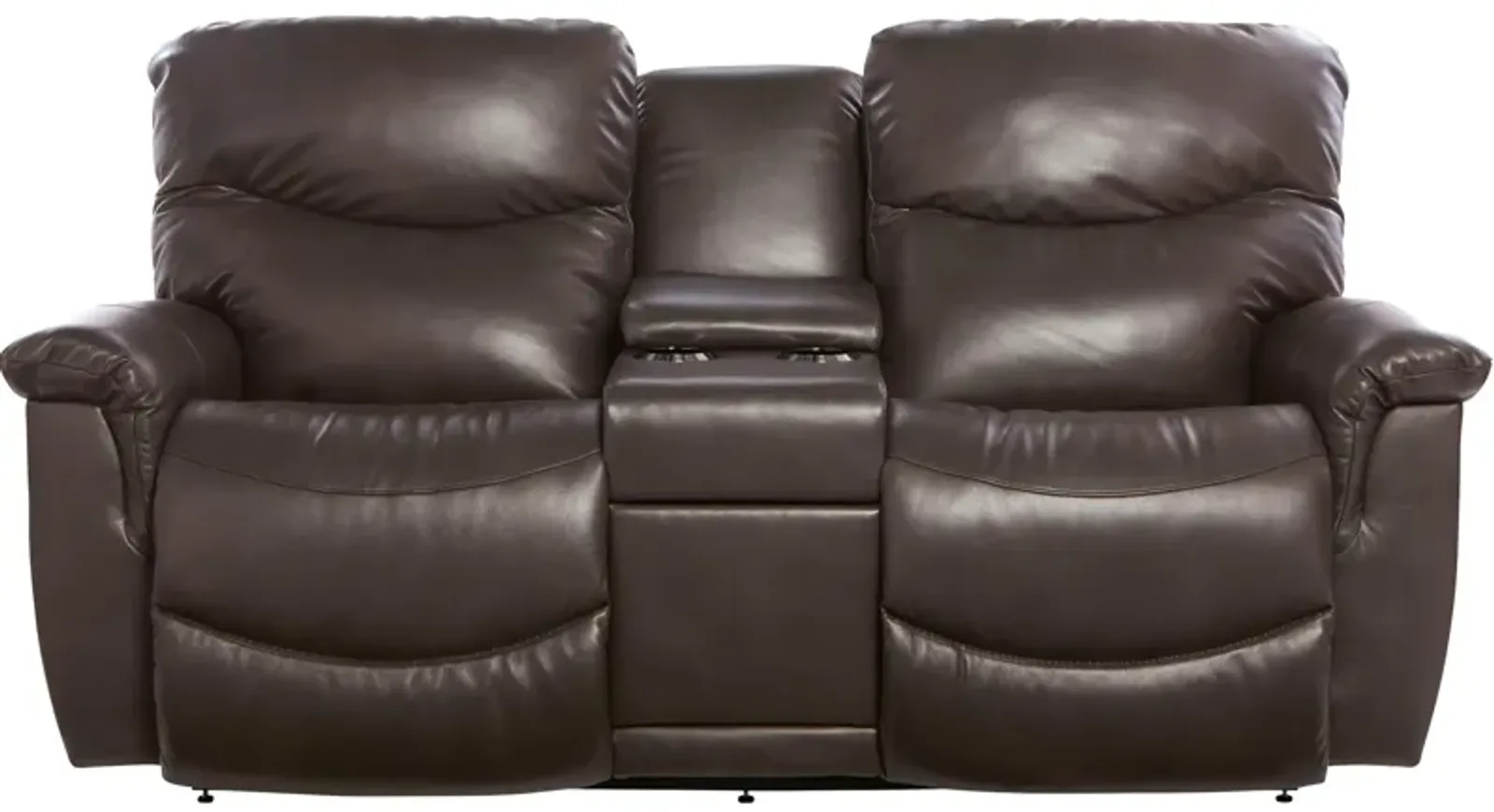 James Leather Reclining Console Loveseat