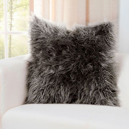 Llama Charcoal 16" Feather Pillow