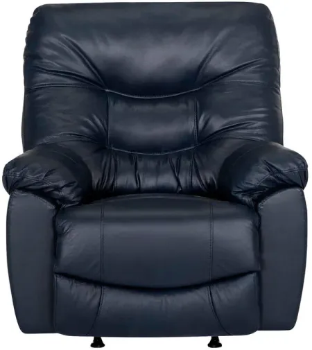 Yogi Navy Leather Rocker Recliner Chair