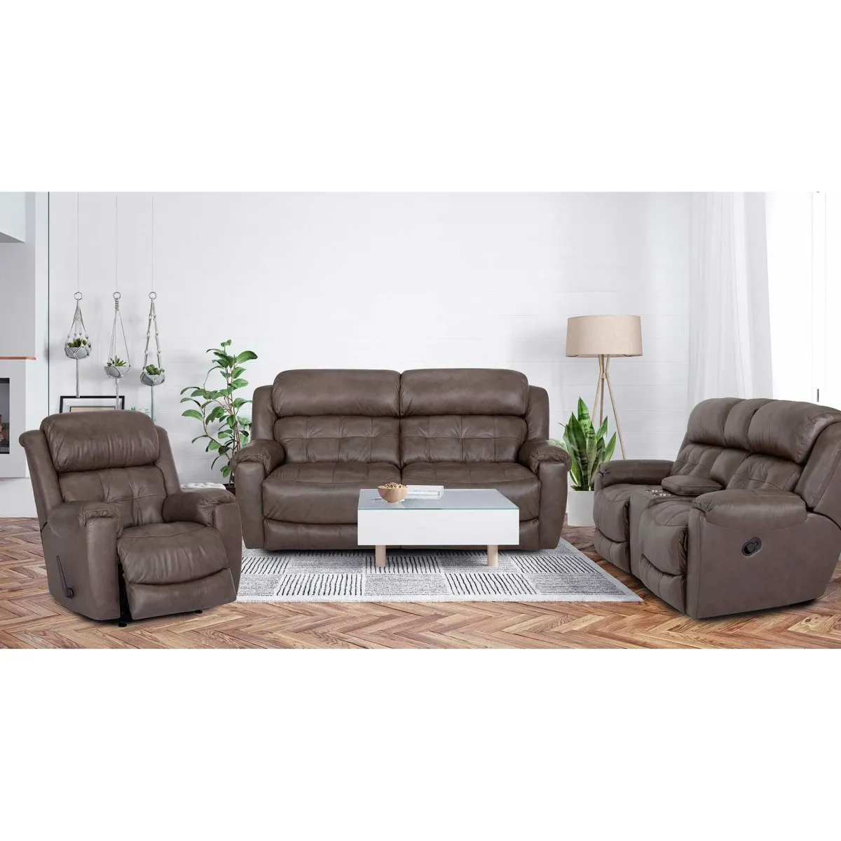 Talon Leather Reclining Console Loveseat