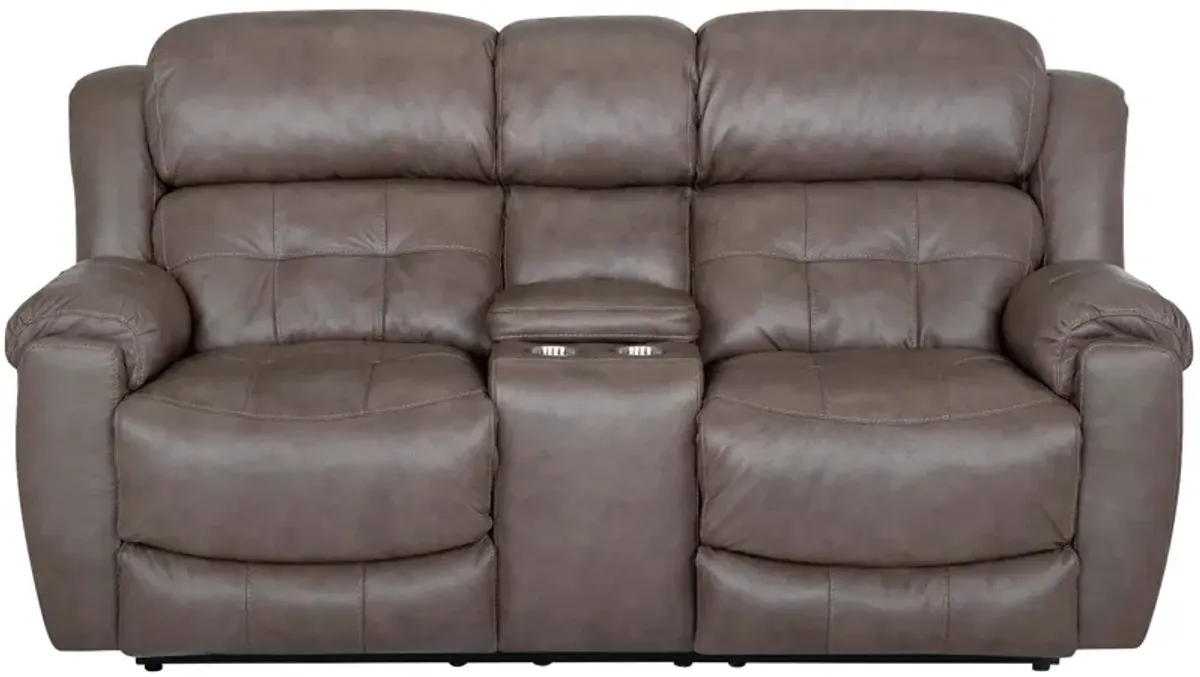 Talon Leather Reclining Console Loveseat