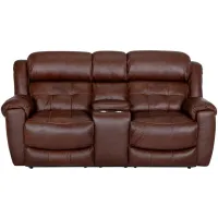 Talon Brown Leather Reclining Console Loveseat
