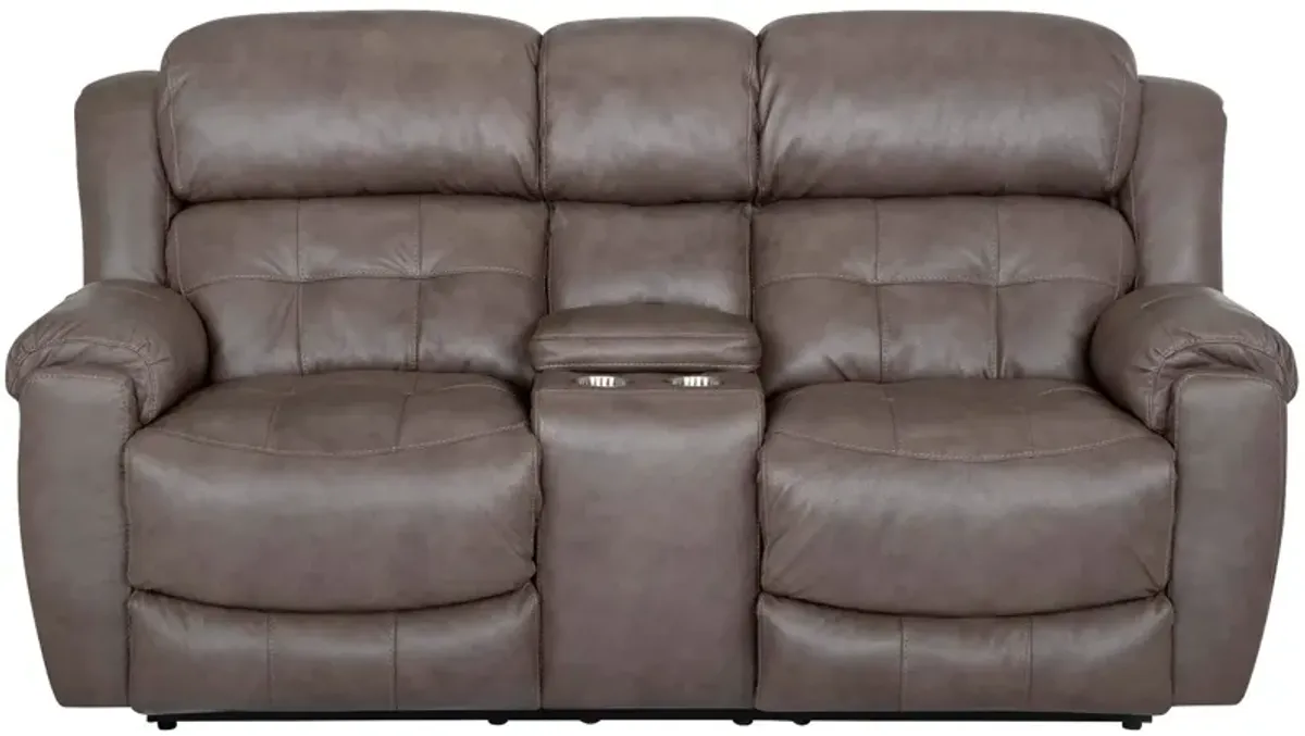 Talon Leather Power Reclining Console Loveseat