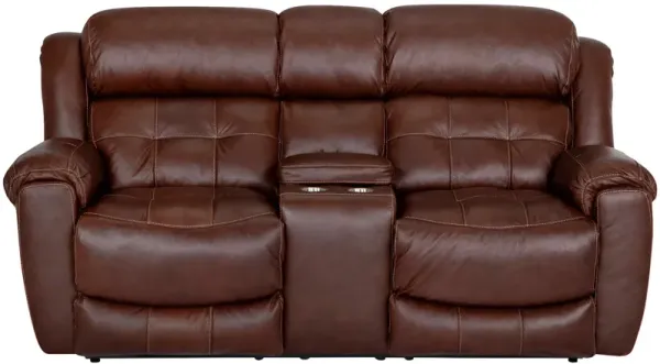 Franklin Talon Leather Power Reclining Console Loveseat