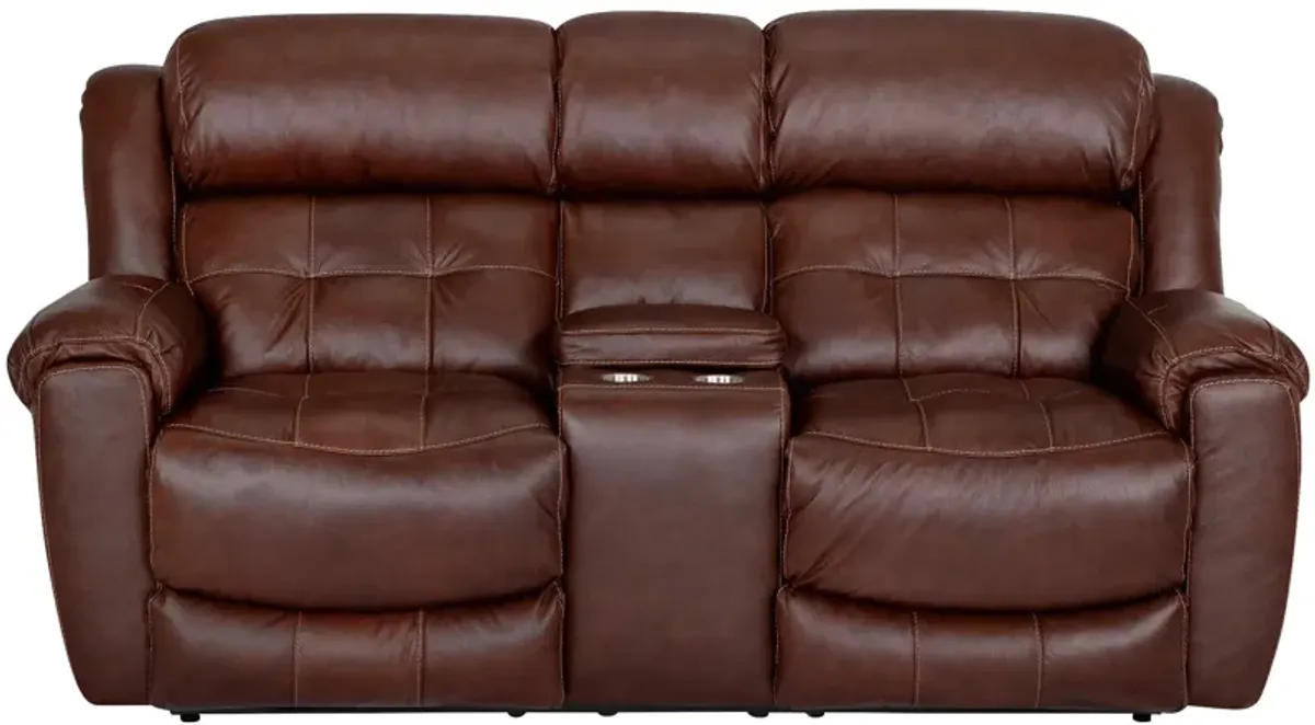 Talon Leather Power Reclining Console Loveseat