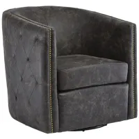 Brentlow Distressed Black Swivel Chair