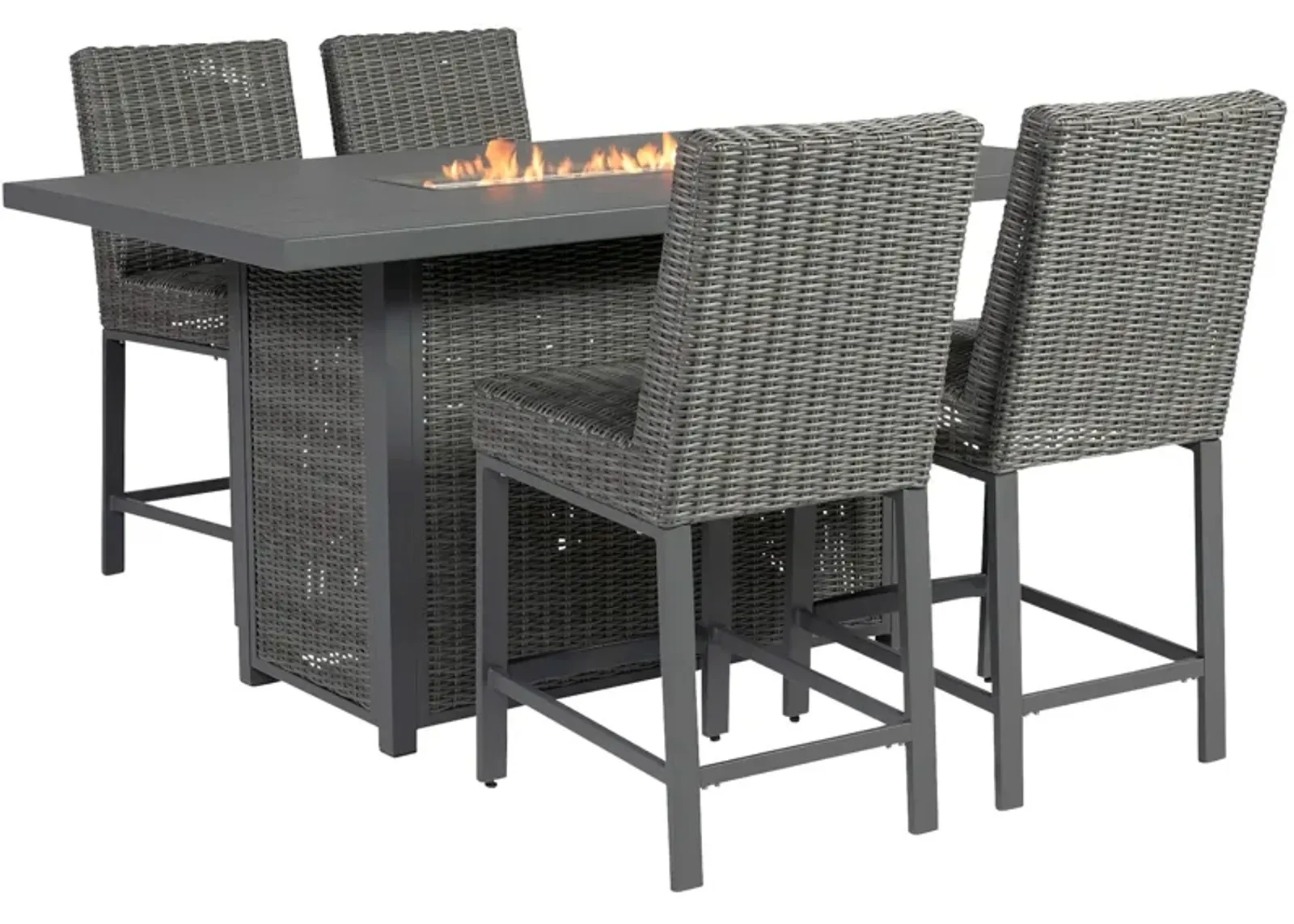 Palazzo 5 Piece Rectangular Fire Pit Bar Set