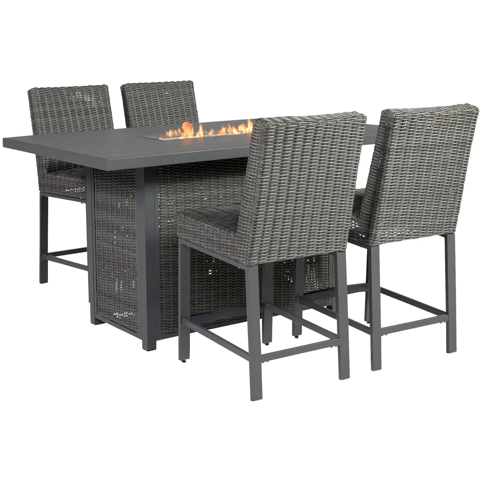 Palazzo 5 Piece Rectangular Fire Pit Bar Set