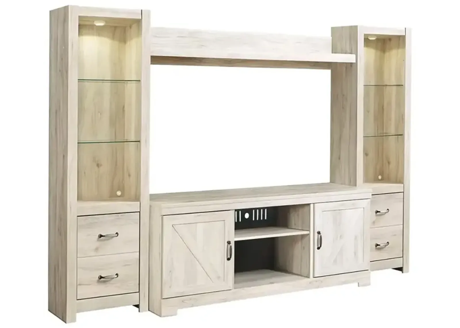 Ashley Furniture | Bellaby 4 Piece 72" Entertainment Center | Whitewash